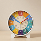 Analog Alarm Clock, Metal Shell, Sweep Seconds Movement, Color Block Dial