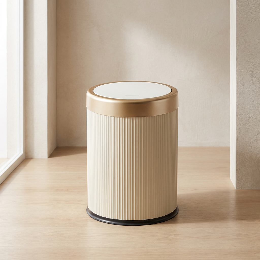 Trash Can Press Top Plastic Oval Double Barrel Odor Sealing Lid