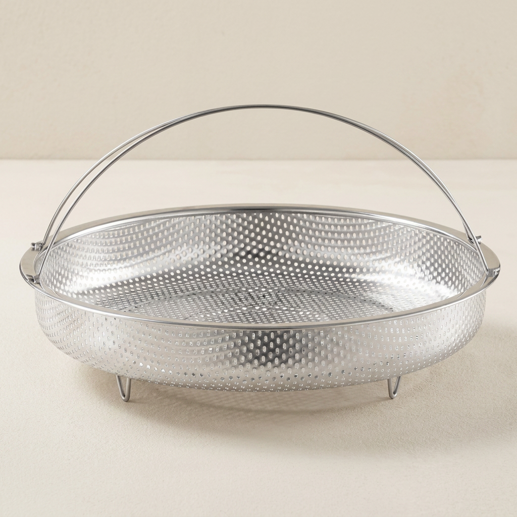 Steamer Basket Stainless Steel Footed Mesh Cooking and Draining Basket