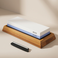 Knife Sharpening Whetstone 1000 6000 Grit Corundum with Bamboo Base