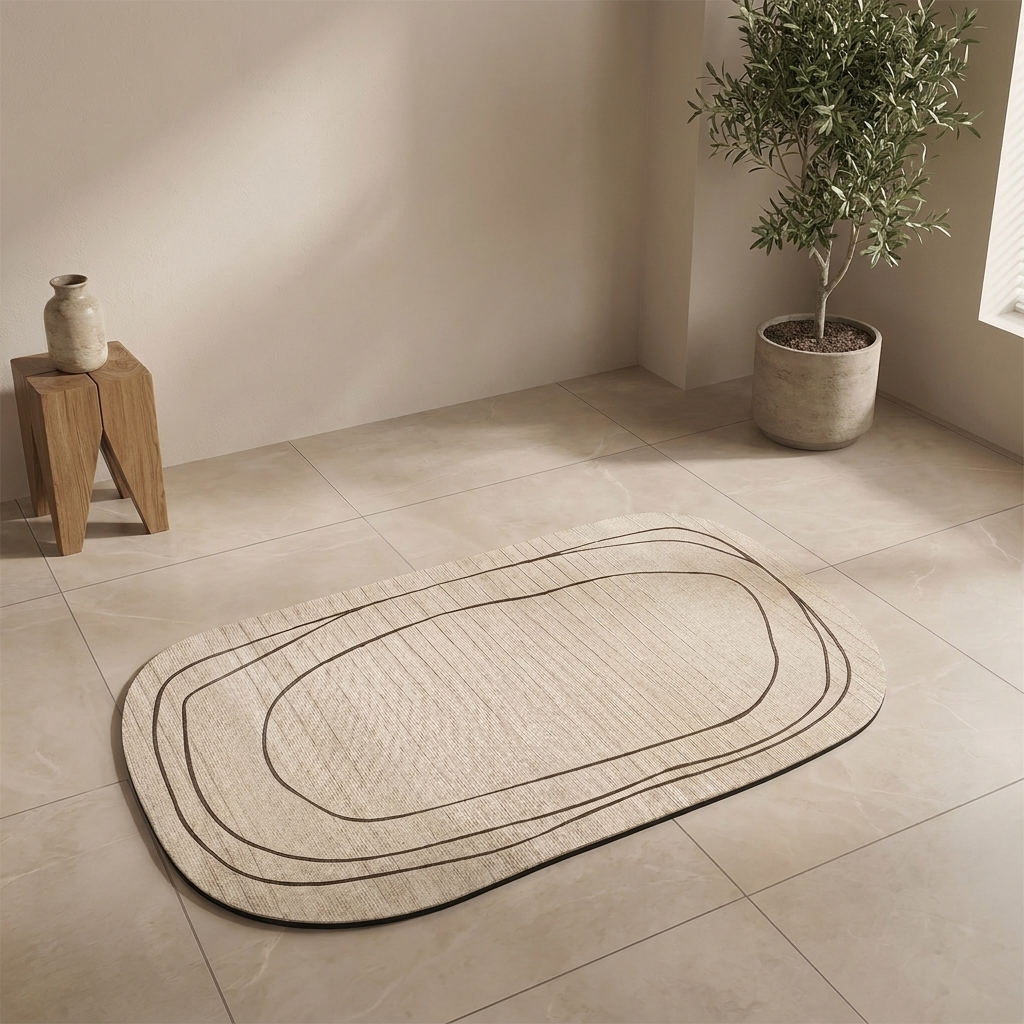 Bath Mat Diatom Mud Non Slip Backing Abstract Pattern