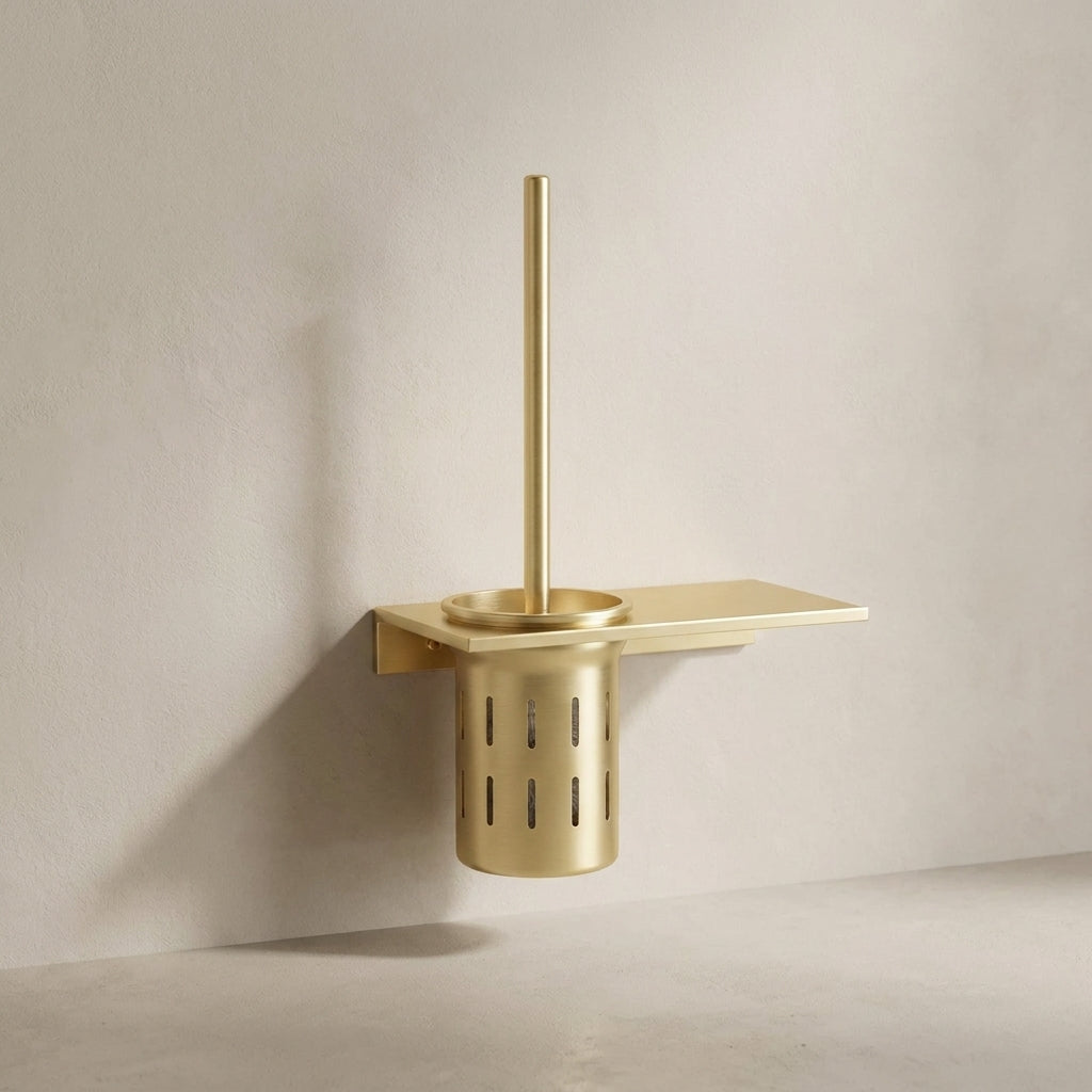 Toilet Brush and Holder Set, Aluminum, Wall Mounted, Multiple Colors
