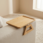 Clip-On Sofa Arm Tray, Bamboo Construction, Adjustable Clamp