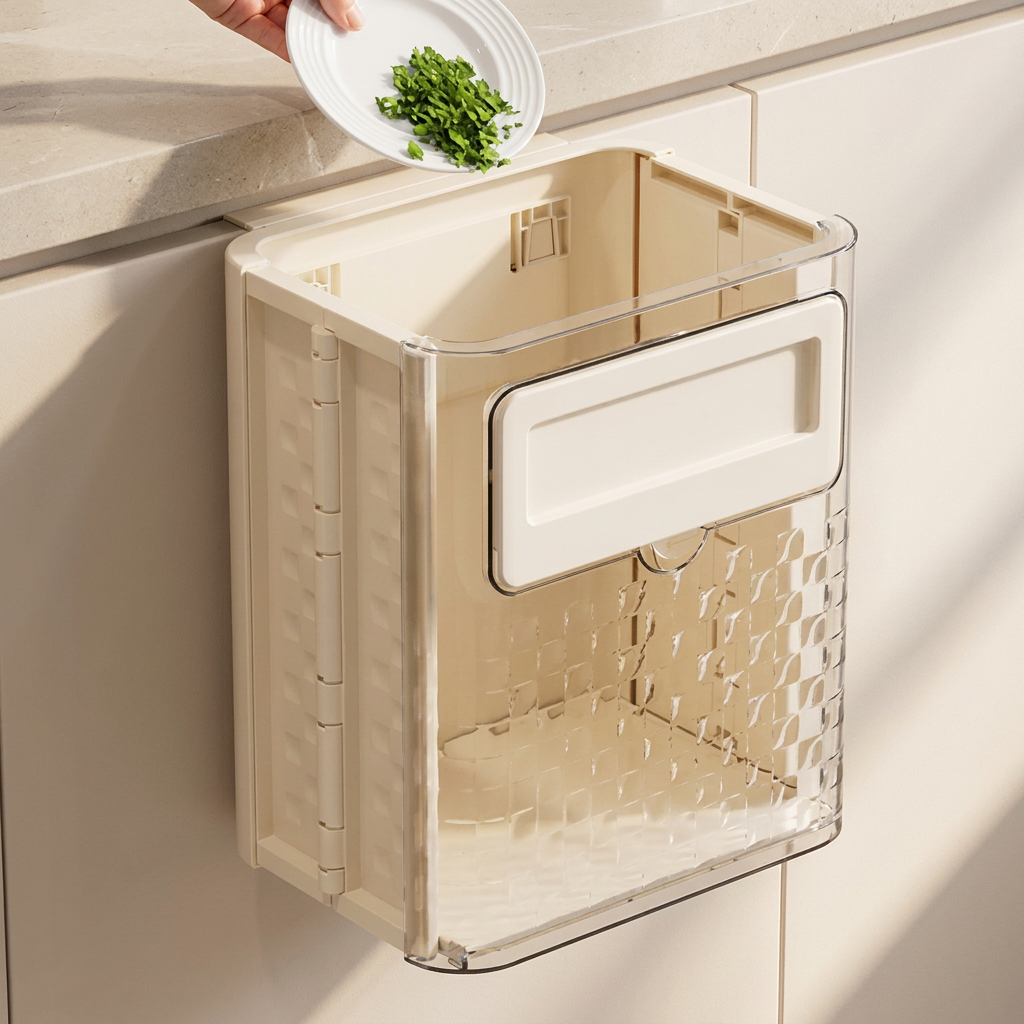 Hanging Trash Bin, 10L Capacity, Cabinet-Mounted Design, Wide Opening