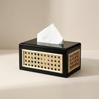 Tissue Box Cover Rattan and Wood Construction Decorative Tissue Holder