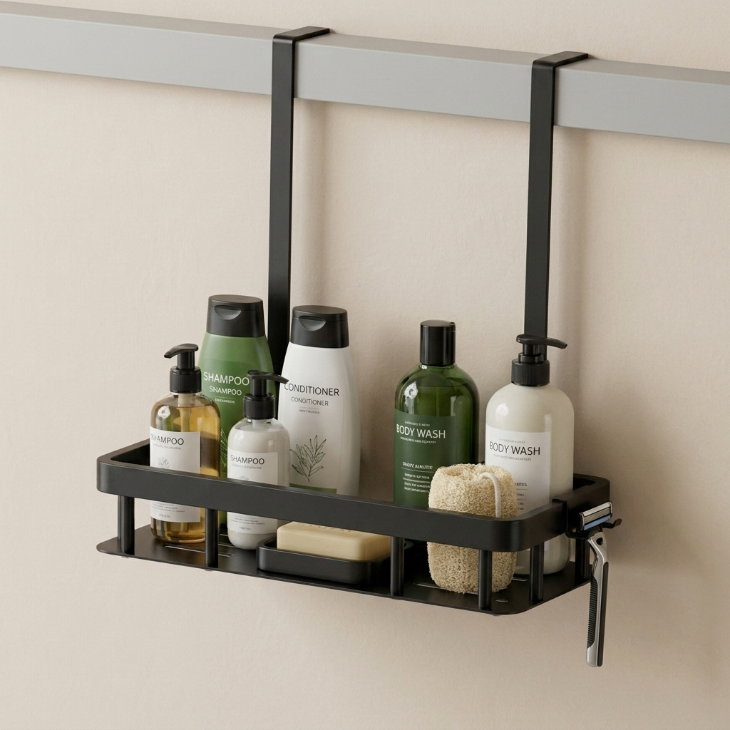 Carbon Steel Shower Caddy - Durable Space-Saving Bathroom Organizer