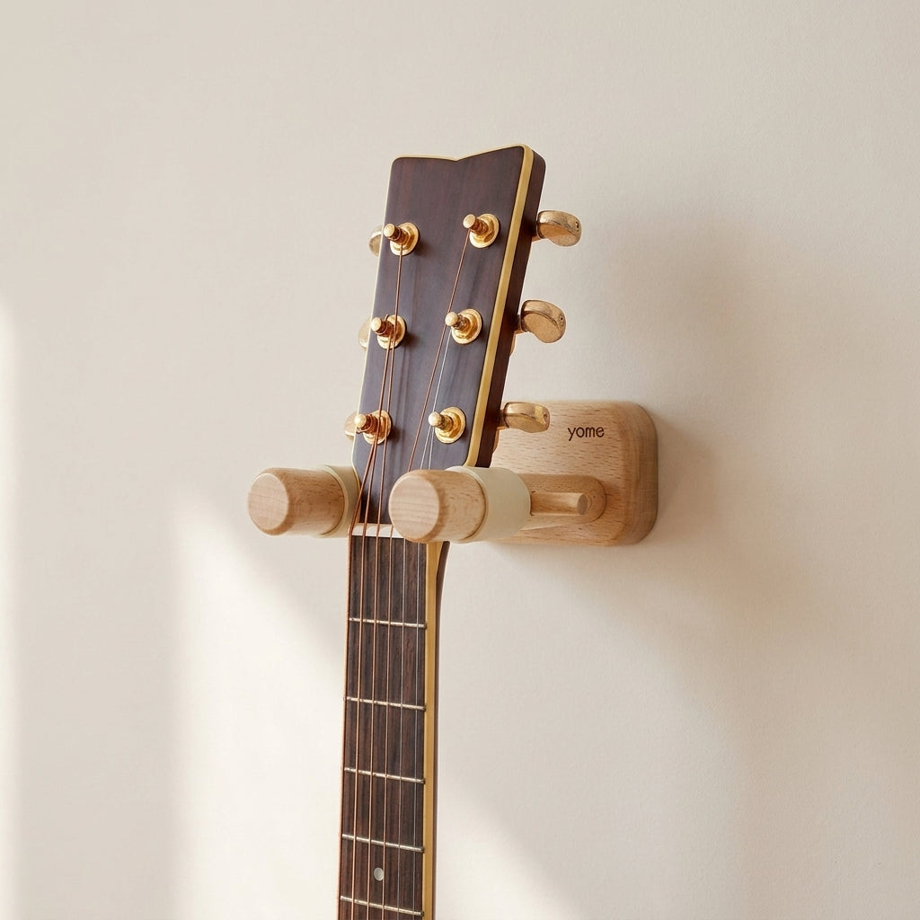 Guitar Wall Hanger, Wood Construction, Wall Mounted, Adjustable Hook Design
