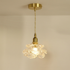 Rose Pendant Light, Glass Lampshade, Copper Body, E14 Base