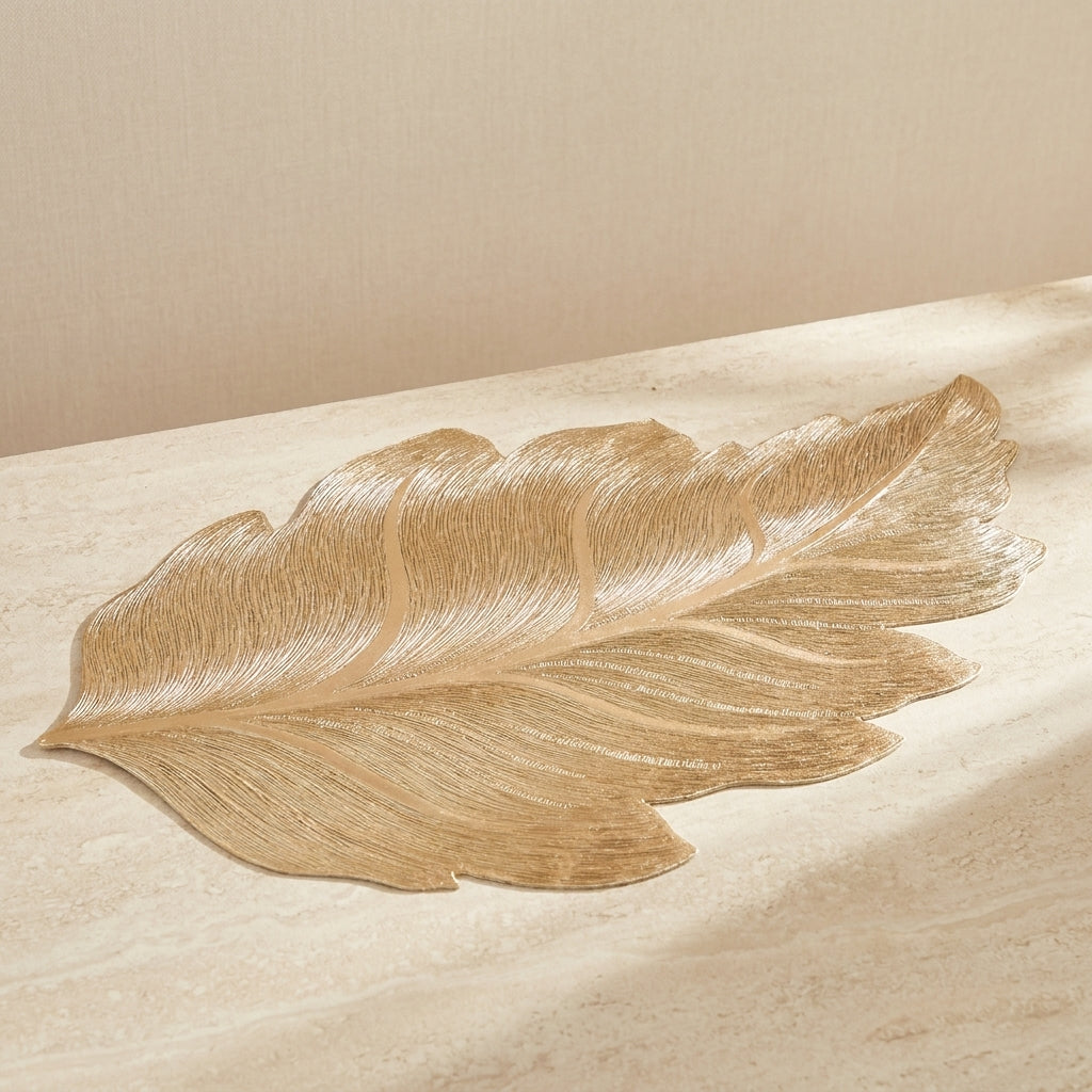 Leaf Placemat, PVC Material, Embossed Design, Water-Resistant