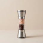 2-in-1 Stainless Steel Spice Mill with Dual Grinders for Salt and Pepper - Adjustable Coarseness, Ergonomic Design