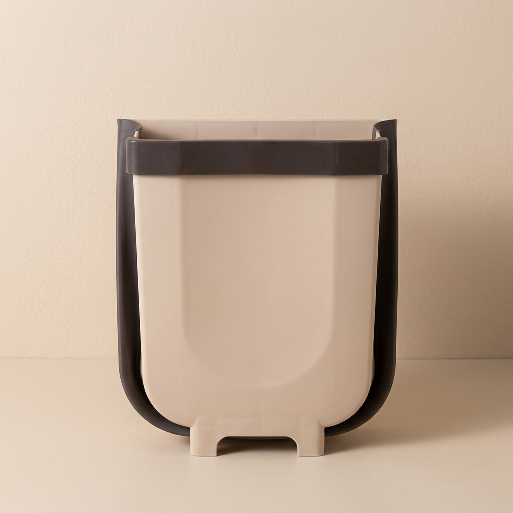 Kitchen Trash Can Folding Wall Mount 9L PP Plastic Cabinet Hanging Bin