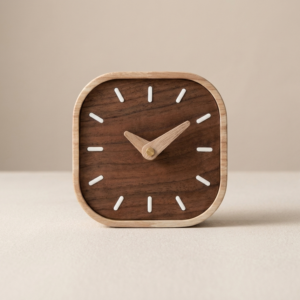 Table Clock Wood Silent Quartz Movement Desktop Clock