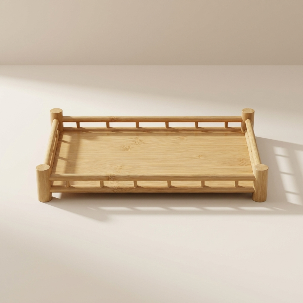 Serving Tray Natural Bamboo Rectangular Tea Serving Design