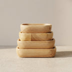 Serving Bowl Natural Rubber Wood Smooth Finish Dinnerware
