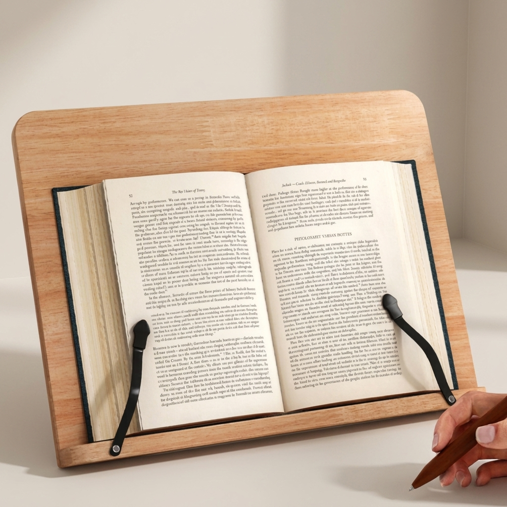 Book Stand Pine Wood Adjustable Foldable Reading Holder