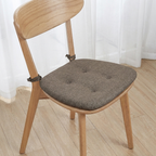 Tufted Chair Cushion, Cotton Linen Cover, Polyester Fill, Tie Straps