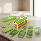 12-in-1 Vegetable Slicer, 8 Interchangeable Blades, Collection Container, Hand Guard