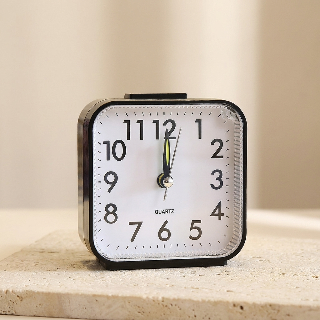 Minimalist Silent Alarm Clock with Easy-Read Display and Gentle Alarm Tone for Peaceful Sleep – Battery-Operated Design