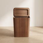 Kitchen Trash Can, Wood-Grain Finish, Dual-Layer Design, Optional Rotating Lid