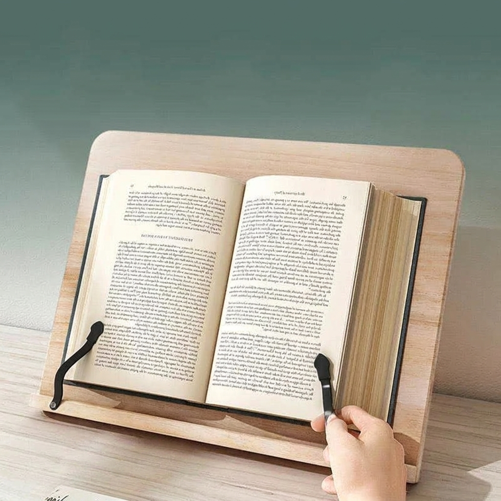 Book Stand Pine Wood Adjustable Foldable Reading Holder