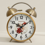 Alarm Clock Metal Twin Bell Analog Luminous Hands Scandinavian Vintage Design