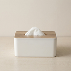 Tissue Box Cover, Bamboo Lid, PP Plastic Body, Flat Tissue Compatible
