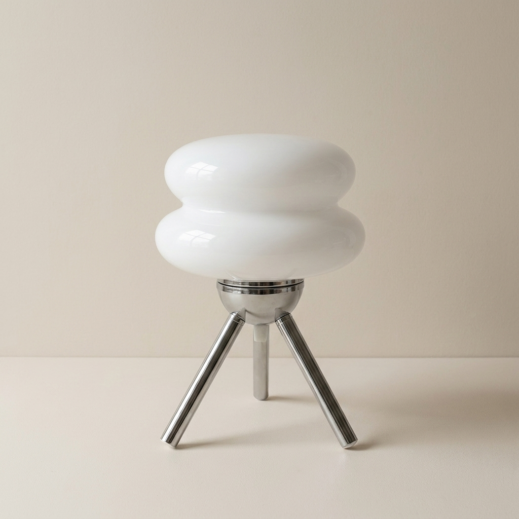 LED Tripod Table Lamp, Glass Shade, Iron Base