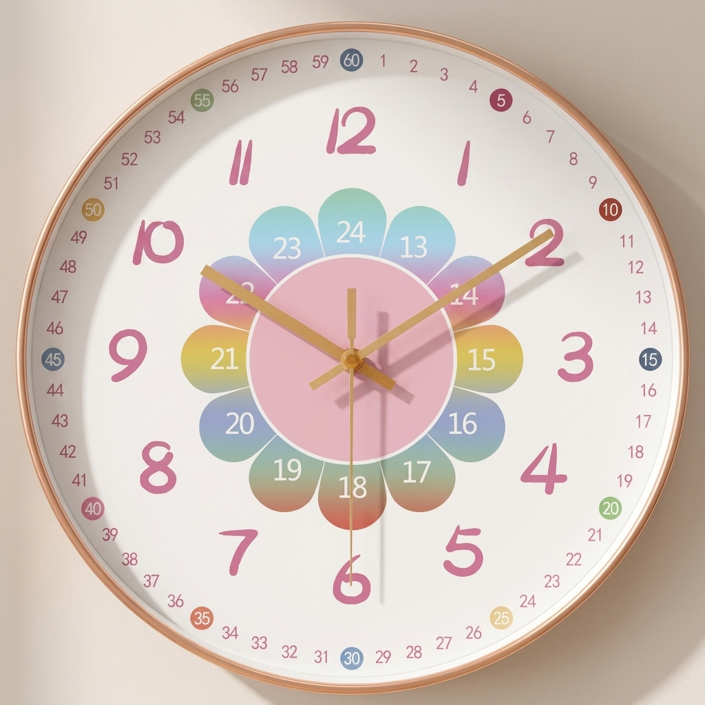 Learning Clock Quartz Movement Silent Battery Operated Design