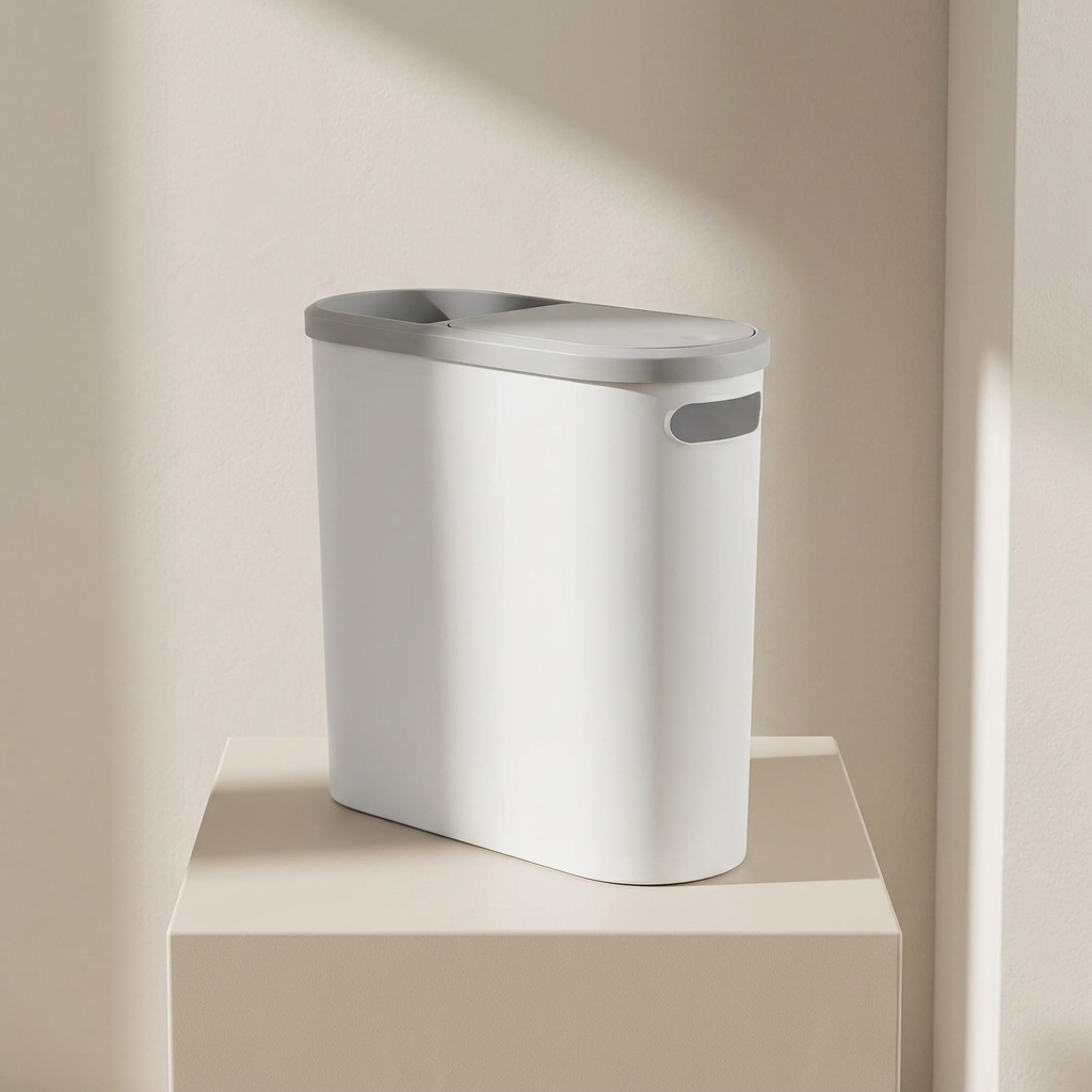 Bathroom Trash Can, 10L Capacity, Quiet Close Lid, Slim Design