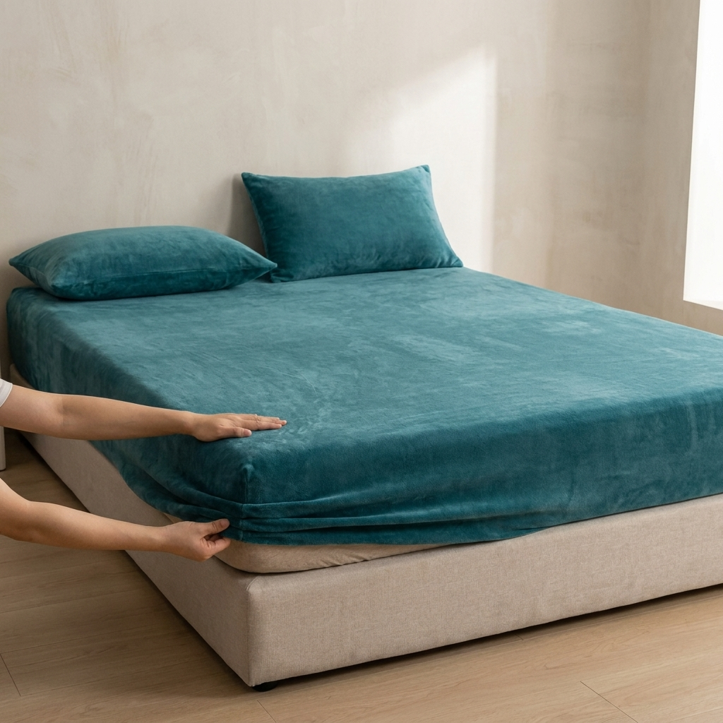 Velvet Fitted Sheet Set Crystal Velvet Elasticized Hypoallergenic Bedding