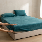 Velvet Fitted Sheet Set Crystal Velvet Elasticized Hypoallergenic Bedding