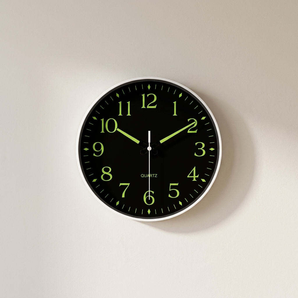 Wall Clock Silent Quartz Luminous Analog Battery Operated Round Design