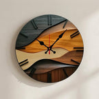 Wall Clock Wooden Round Silent Quartz Movement Nordic Design