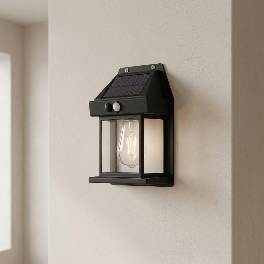 Solar Outdoor Wall Lantern Motion Sensor IP65 Weather Resistant Lighting