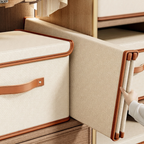 Storage Box Foldable Textile with Lid Handles for Closet Storage