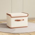 Storage Box Foldable Textile with Lid Handles for Closet Storage