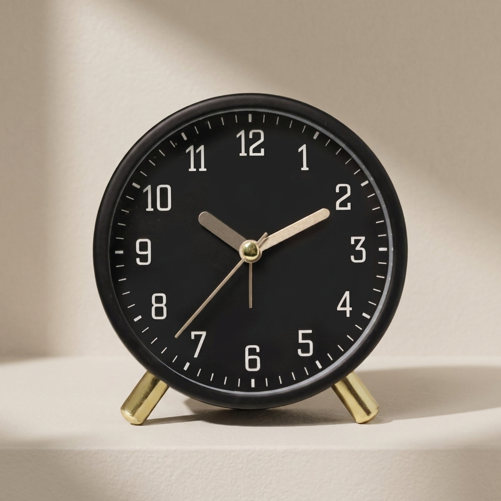 Table Clock Silent Sweep Movement Metal Glass Design