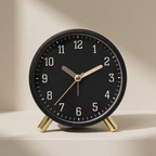 Table Clock Silent Sweep Movement Metal Glass Design