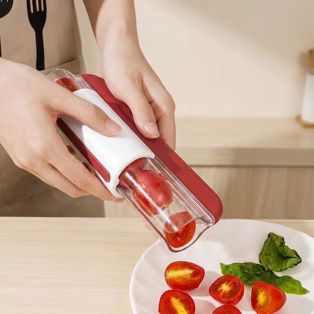 Fruit Slicer, Manual Operation, Concealed Blade, Multi Fruit Cutter