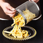 Deep Frying Pot with Oil Strainer, Fine Mesh Strainer, Pouring Spout, Oil Storage