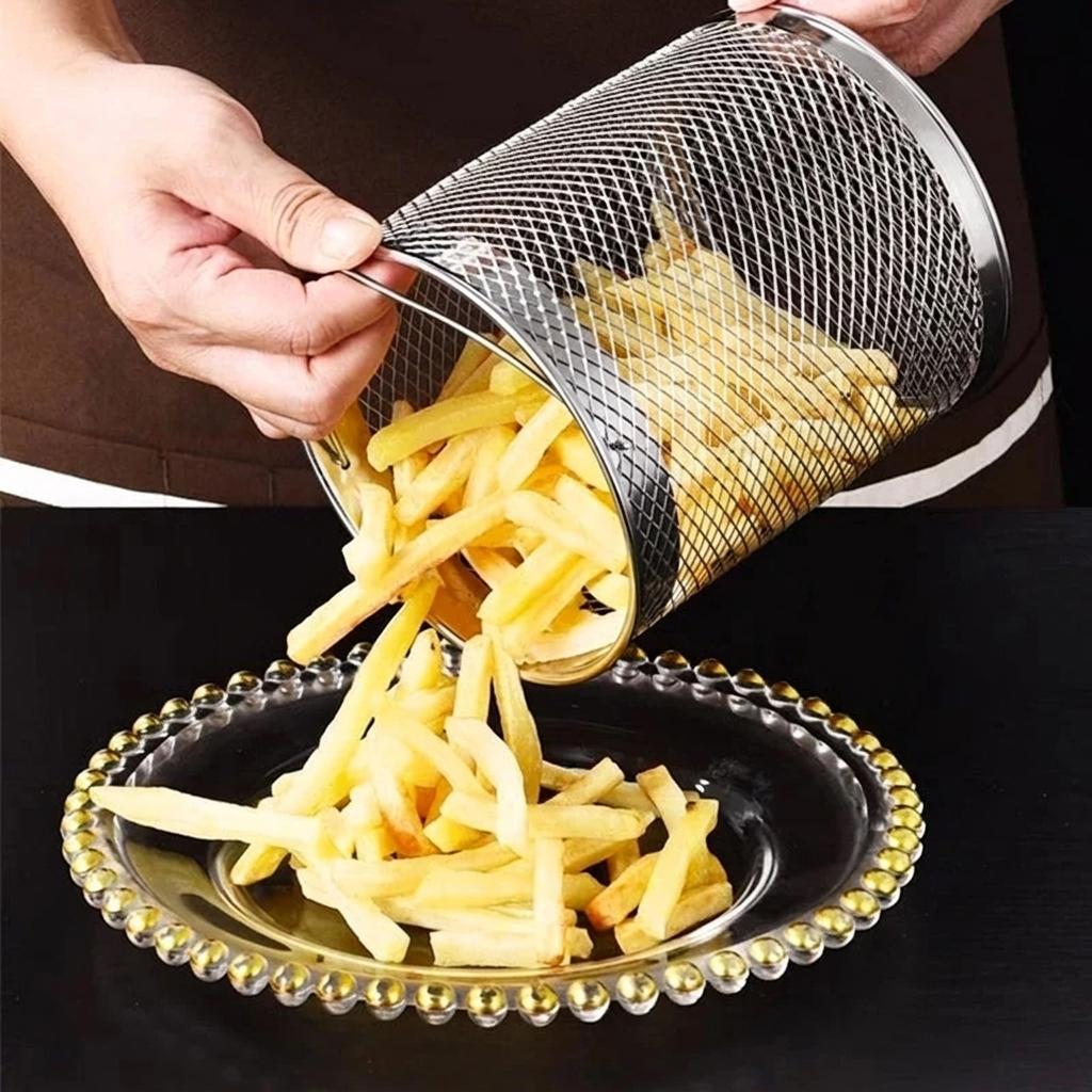 Deep Frying Pot with Oil Strainer, Fine Mesh Strainer, Pouring Spout, Oil Storage