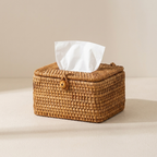 Tissue Box Cover Hand Woven Natural Rattan Rectangular Holder