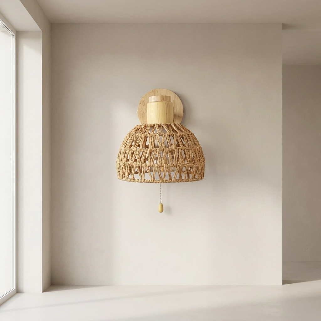 Wall Sconce Natural Rattan Woven Wall Mounted Light