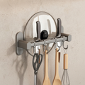 Wall Mounted Kitchen Hook Rack Metal Adhesive Utensil Organizer