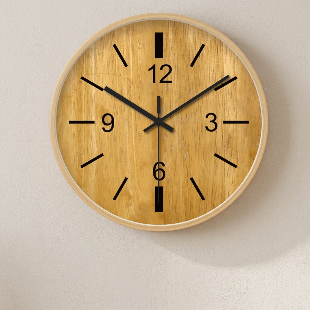 Numeral Wall Clock, Silent Quartz Movement, Easy Read Dial, Round Design