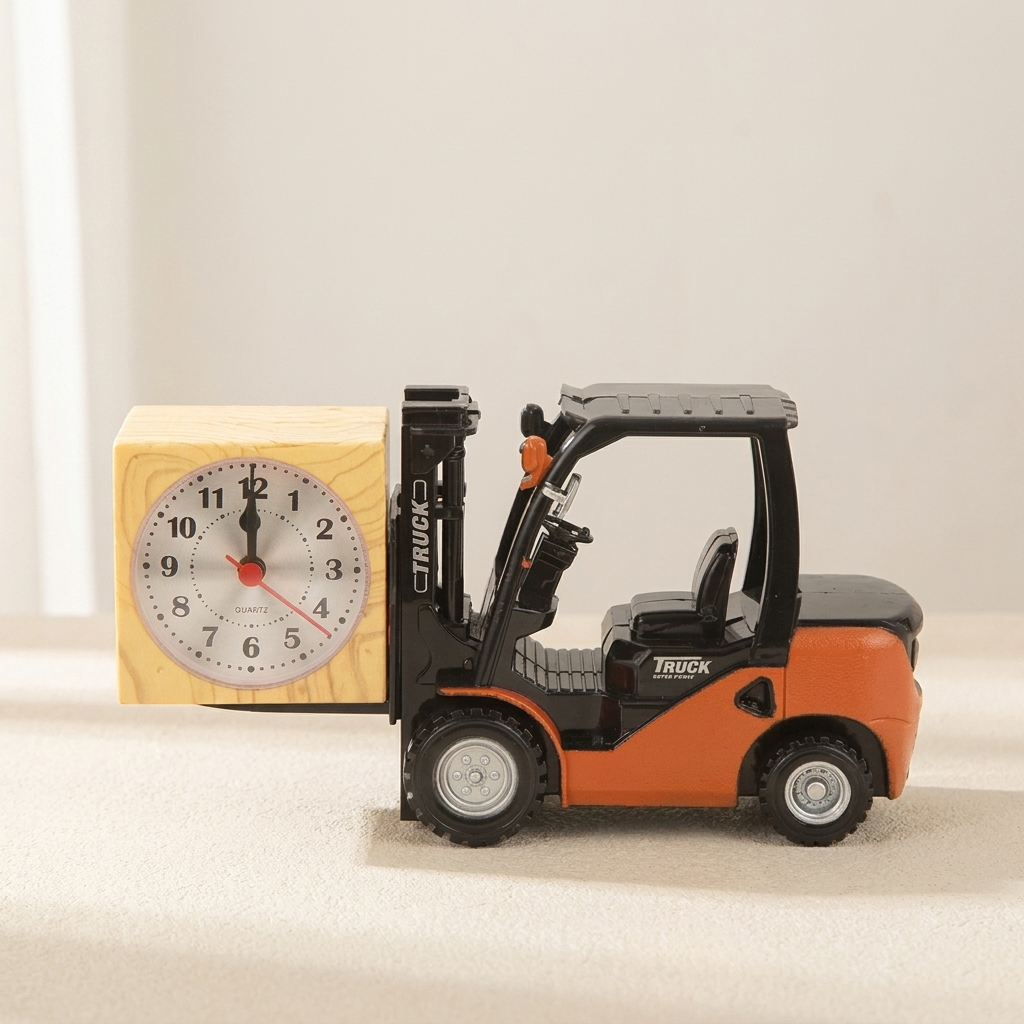 Forklift Alarm Clock, Quartz Movement, Analog Display, Battery Operated