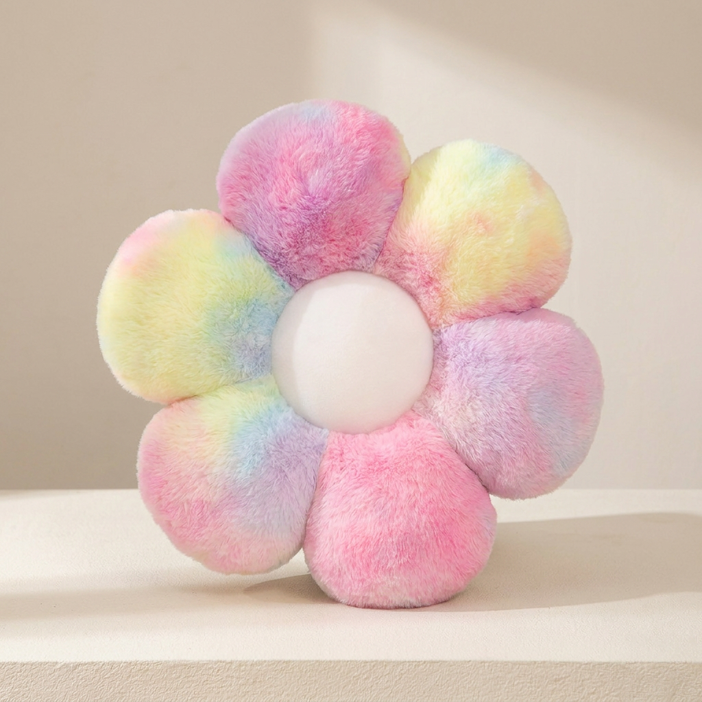 Decorative Cushion Multicolored Flower Design Cotton Filling