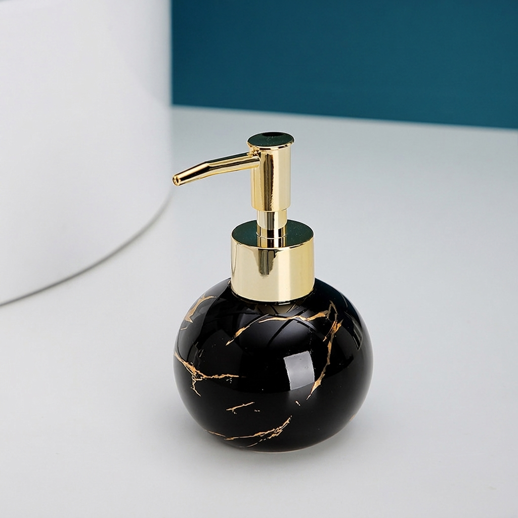 Liquid Soap Dispenser Marble Finish Pump Decorative Countertop