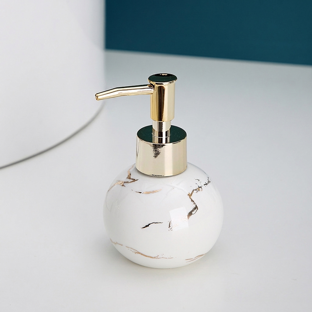 Liquid Soap Dispenser Marble Finish Pump Decorative Countertop