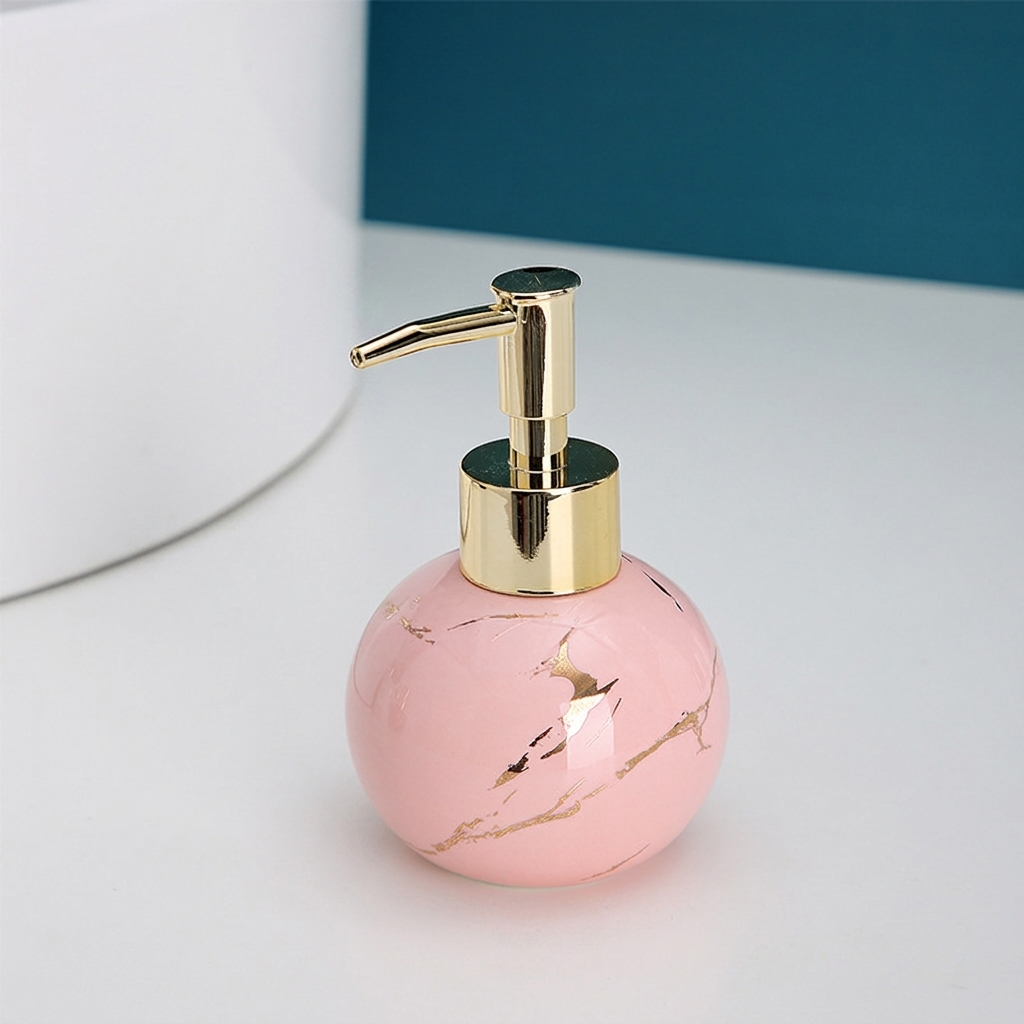 Liquid Soap Dispenser Marble Finish Pump Decorative Countertop